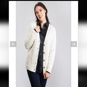 Joules Heritage Cable Cardigan Aidy 214474 Wool Blend Cream Size EU 38 US 6